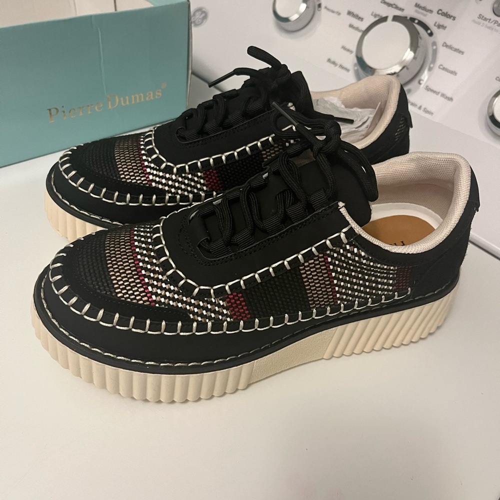 Pierre Dumas Black and Red Women's Sneakers